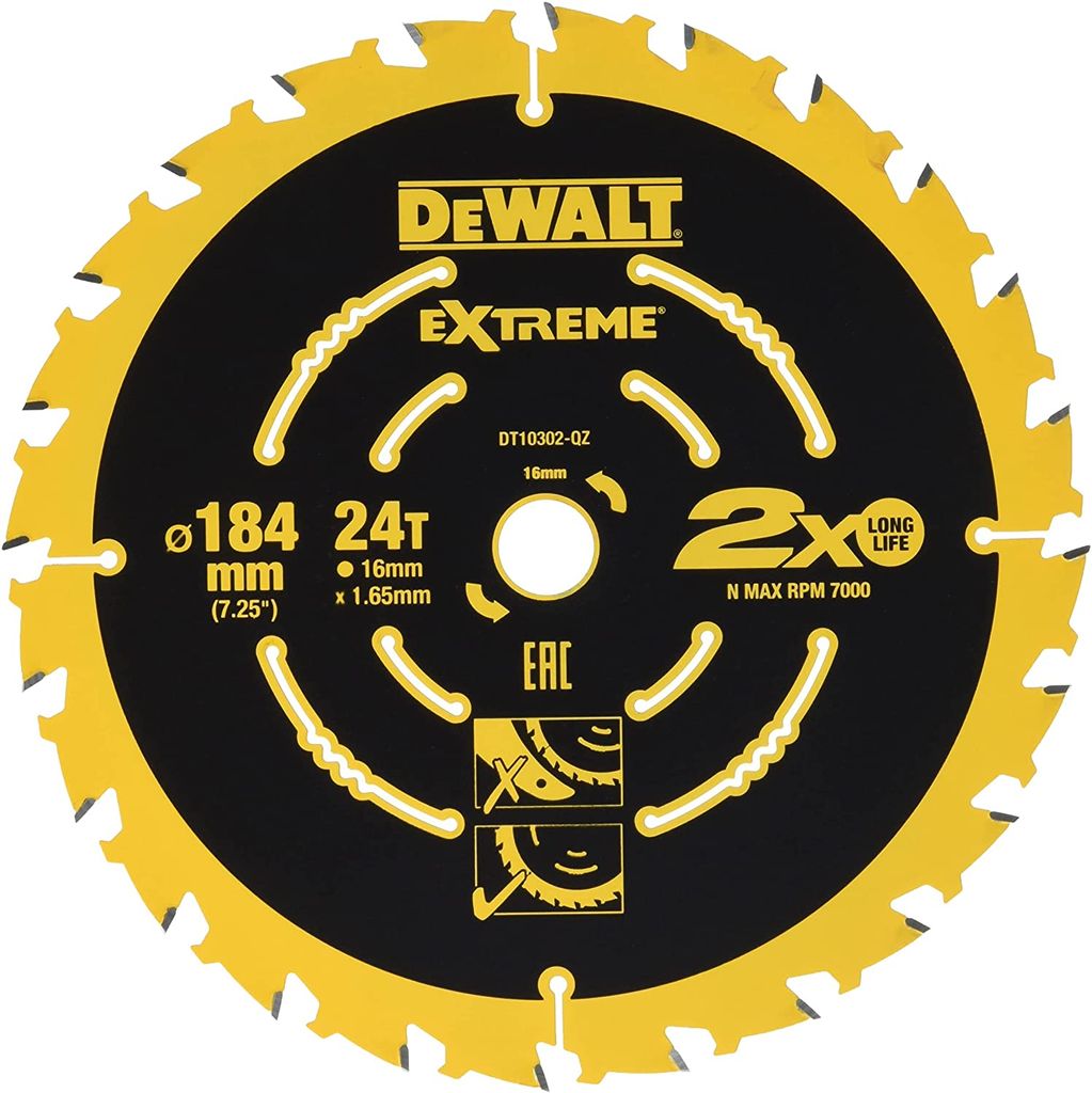 Lame de scie circulaire ø184x16mm 24 dents DEWALT Image du produit 