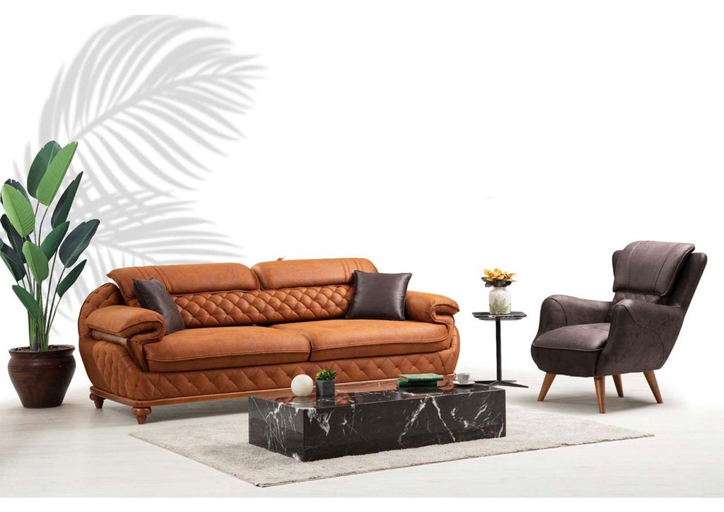 Modern Wohnzimmer Komplett Set Dreisitzer Sofa Couch Sessel Luxus Möbel