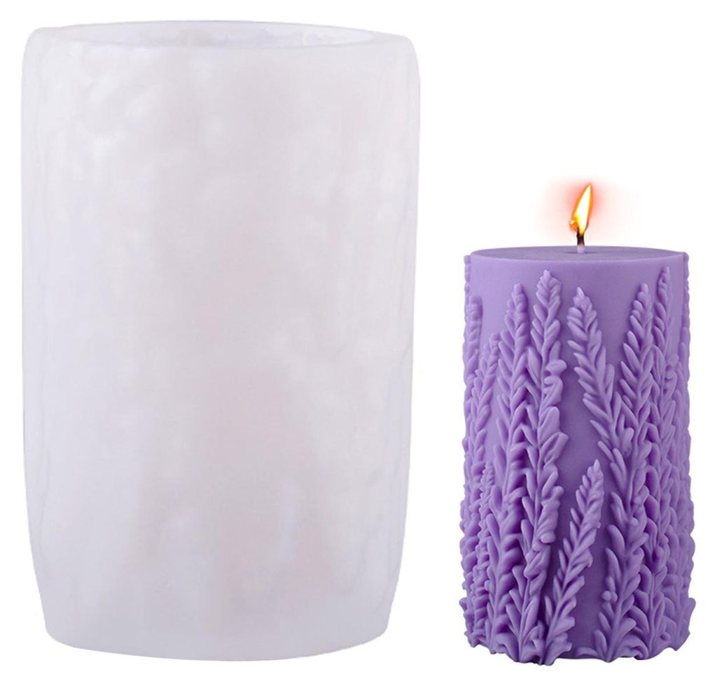 Kerzenform mit Blumenmotiv, Sonnenblumen-/Lavendel-/Lilienblüten-Säulenkerzenform, 3D-Silikonform für Seifen- und Kerzenherstellung, Gipsbasteln...