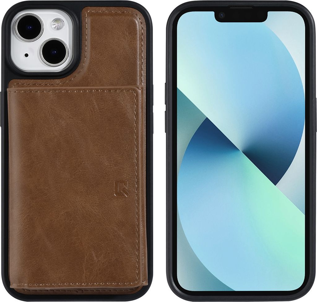 UNIQ Accessory iPhone 14 & 13 Hardcase Backcover - Whiteh removable card holder - Dark Brown