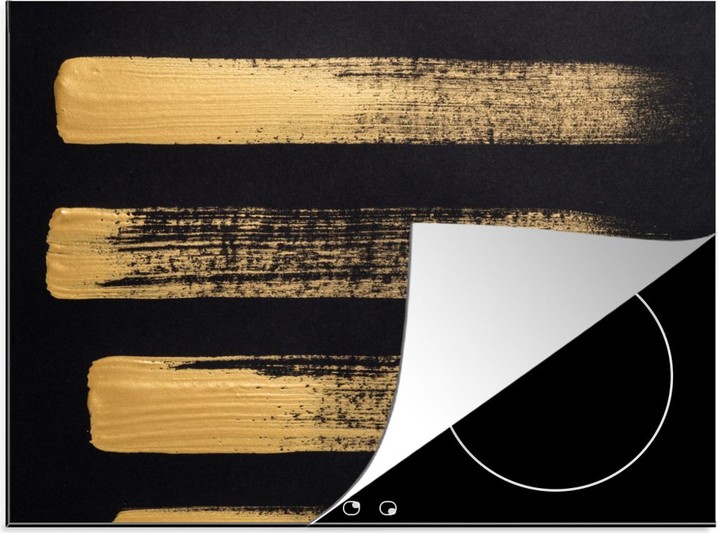 KitchenYeah Herdabdeckplatte Muster aus goldener Farbe auf schwarzem Hintergrund , 58x51cm, Küche Deko, Glaskeramikfeld Herdabdeckung, Abdeckpla...