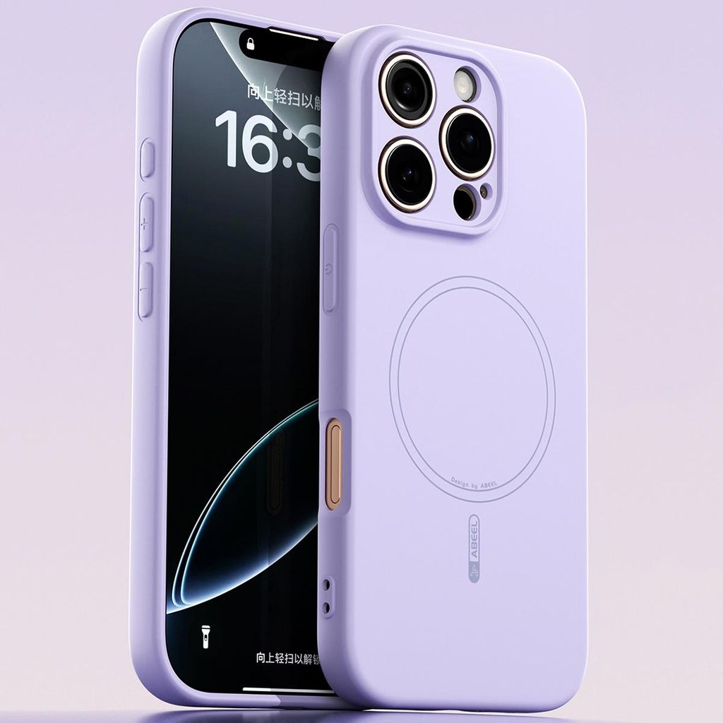 Magnetische Handyhülle für iPhone 16 Pro, MagSafe kompatible, Flüssig Silikon Stoßfest Kratzfest Hülle Lila