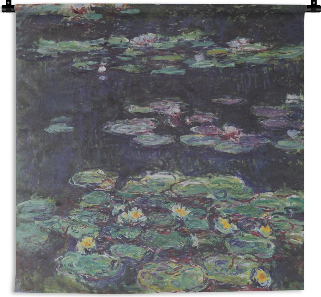 MuchoWow Wandteppich Wandbehang Weiße und gelbe Seerosen - Gemälde von Claude Monet 150x150 cm Tapisserie Dekoration Wandtuch - Wohnaccessoires...