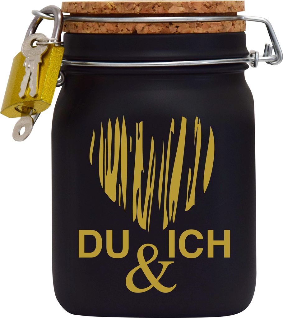 Spardose Geld Geschenk Ideen Du & Ich Schwarz Größe L 1 Liter