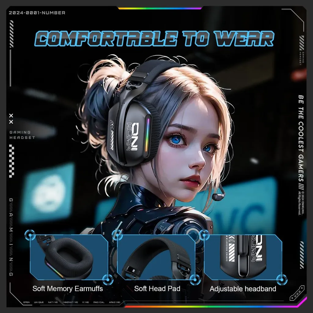 Casque gaming Bluetooth 5.3 GT808 autonomie 60h et réduction ANC - 7