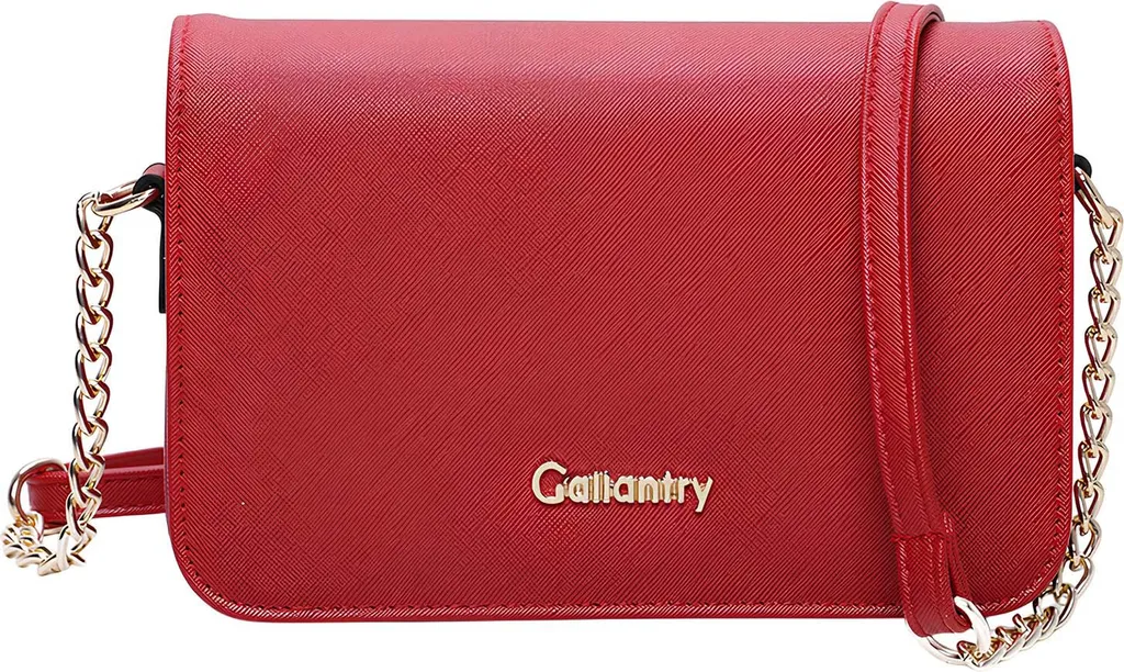 Gallantry, borsa a tracolla Lisa in grana con patta e chiusura magnetica, rosso