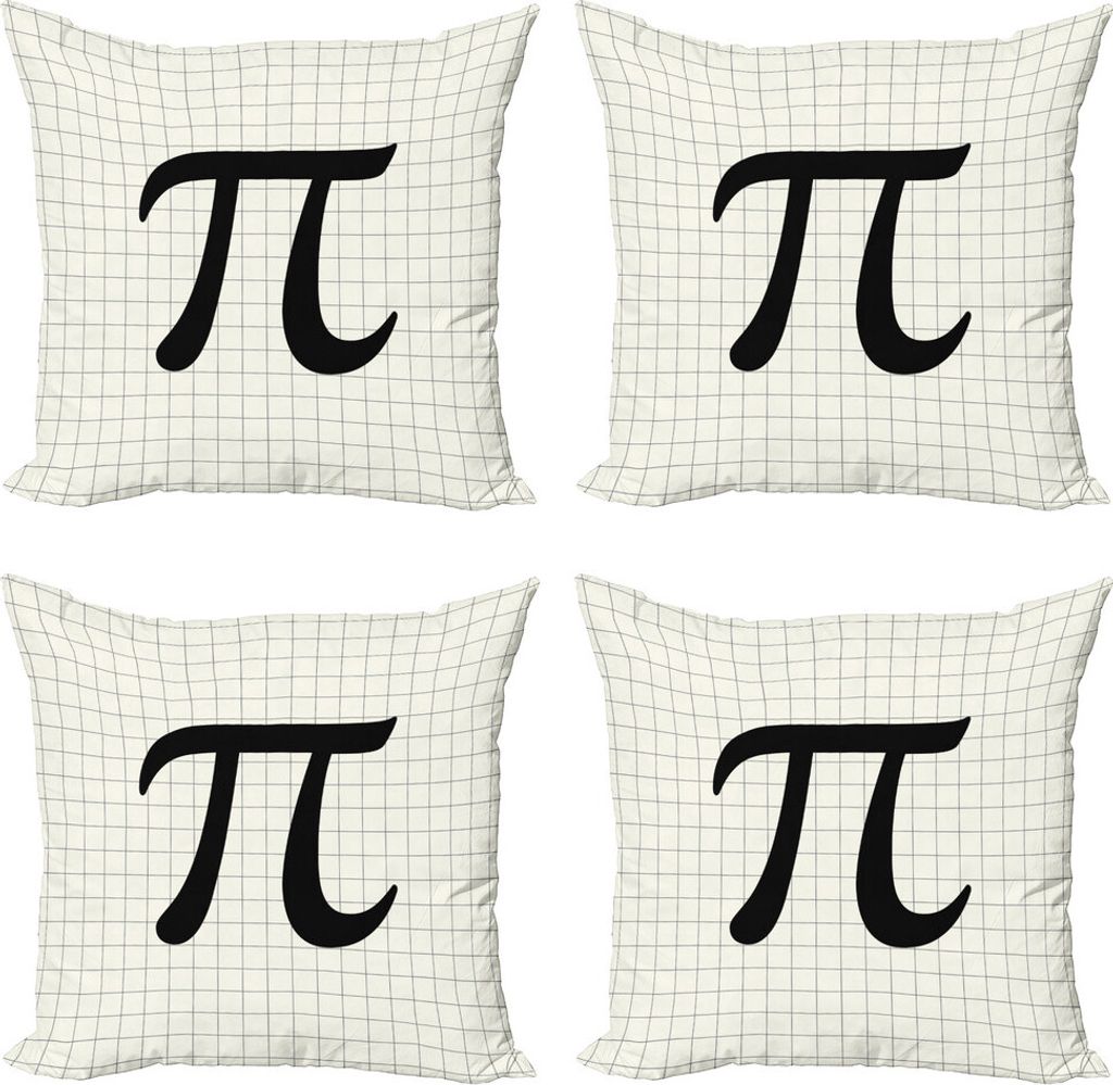 ABAKUHAUS Pi Kissenbezug Set (4 Stück), Konstante Anzahl Zeichen auf Notebook, Moderner Doppelseitiger Digitaldruck, 40 cm x 40 cm, Koksgraue Elfe...