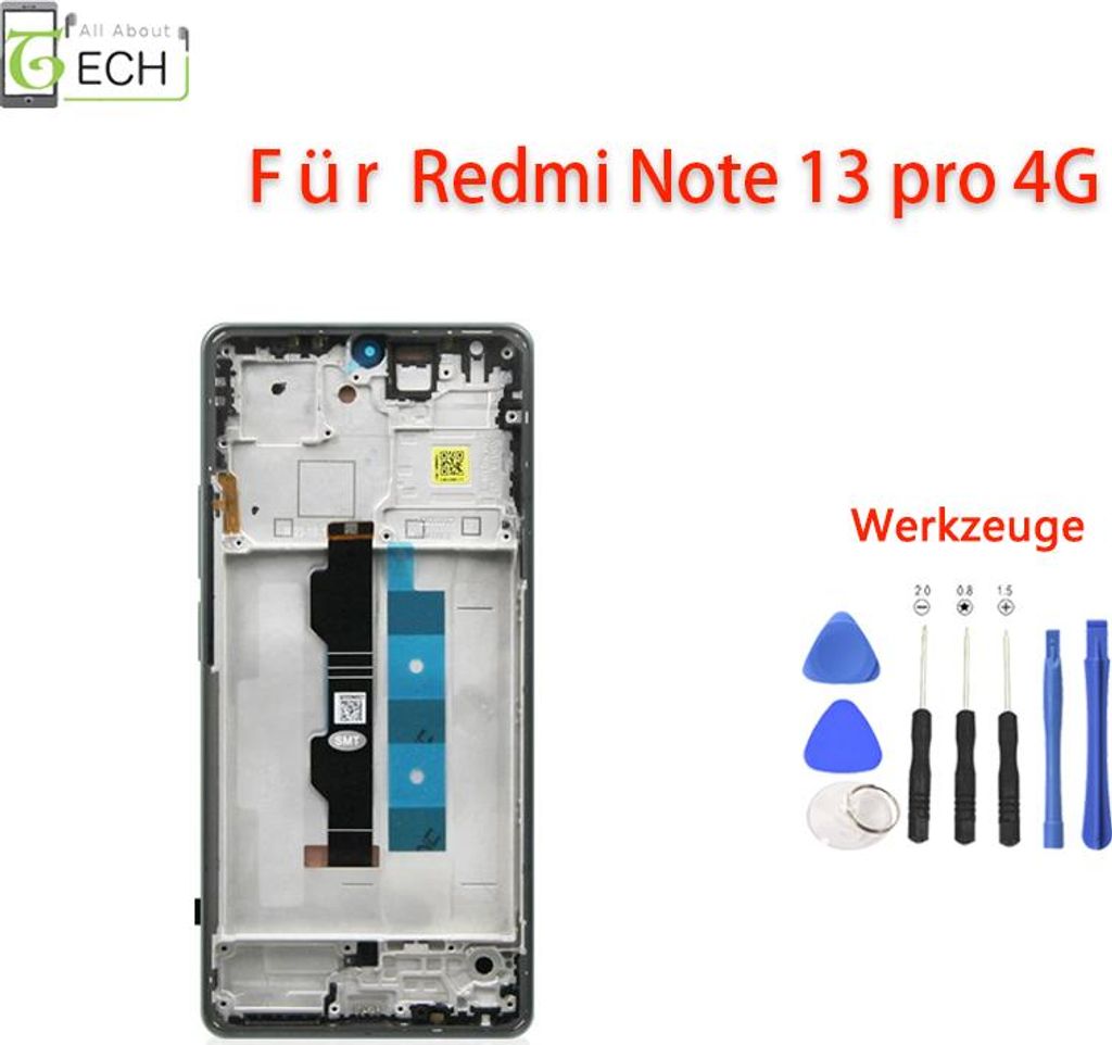 Original Xiaomi Redmi Note 13 Pro 4G 23117RA68G LCD Display mit Rahmen