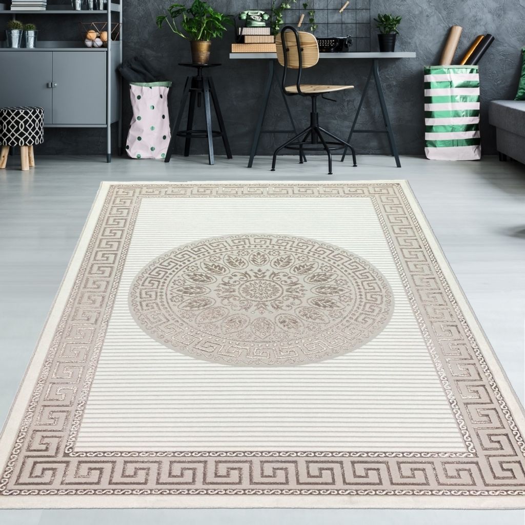 Glänzender Designerteppich mit Orientalischem Muster in Produktbild 