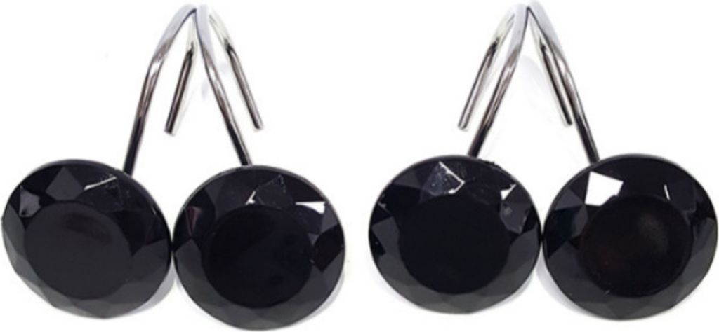 INF 12er-Pack schwarze Duschvorhanghaken, Vorhangringe aus Acryl und Edelstahl
