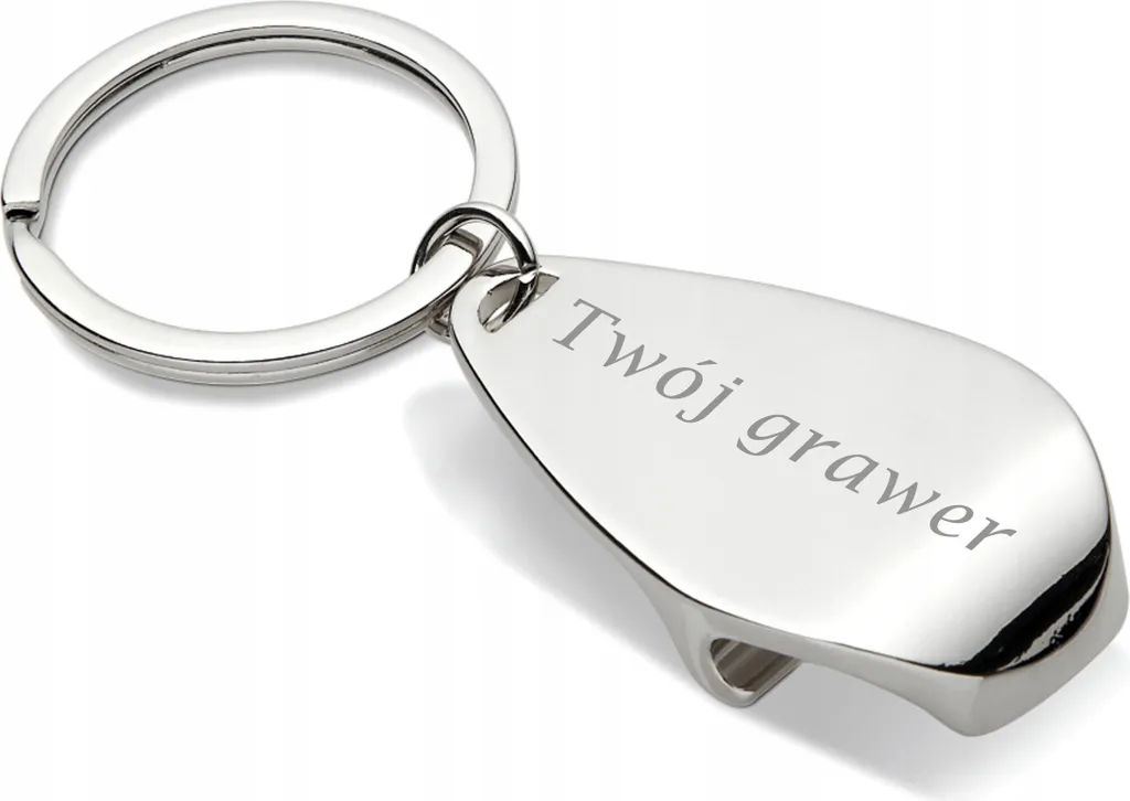 Porte-clés gravé avec décapsuleur intégré en métal robuste gris