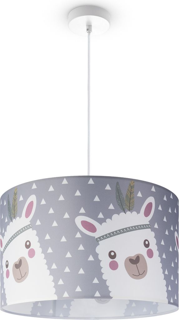 Kinderlampe Deckenlampe LED Pendelleuchte Kinderzimmer Lampe Lama-Motiv, E27 Leuchten Farbe / Größe Grau (Ø45.5cm)
