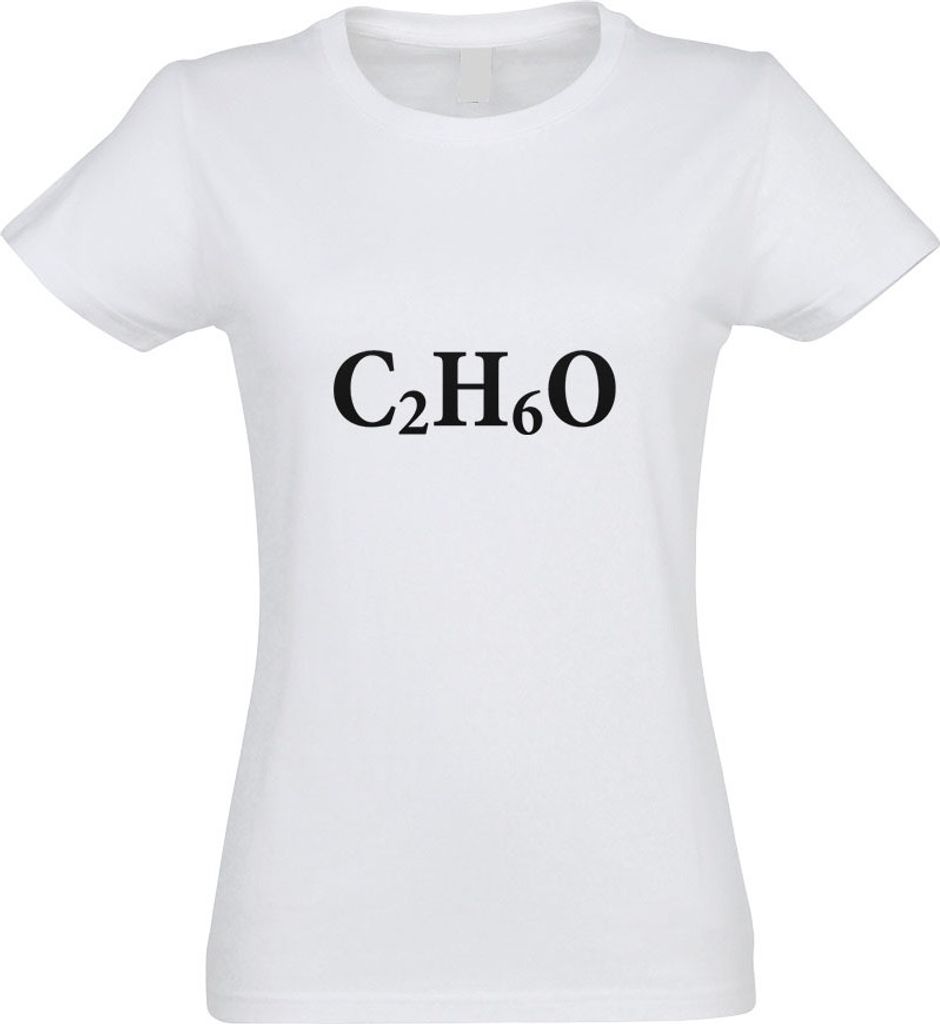 Kiwistar - T-Shirt tailliert - Damen - Weiss - C2H6O - Ethanol Formel - mit Motiv Bedruckt - Funshirt Design - Sport - Freizeit - Damen - XL