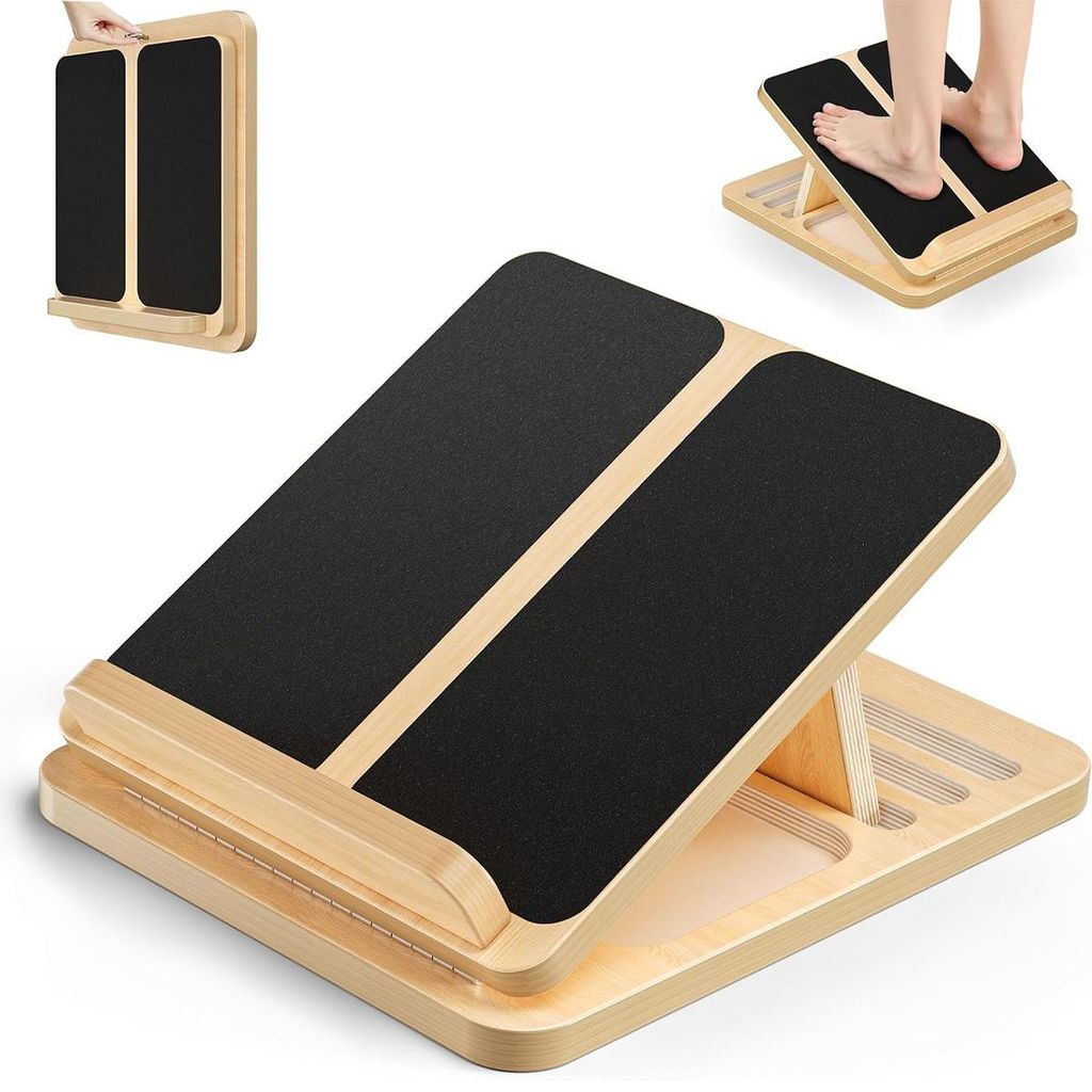 Waden-Stretchbrett aus Holz, tragbares Schrägbrett zum Dehnen der Waden, Fitnessgerät für Knie, Knöchel, Ferse, Fuß und Beine