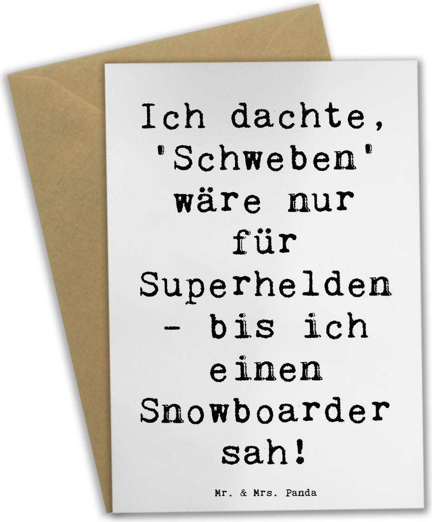 Mr. & Mrs. Panda babykarte Spruch Snowboarden Zauber - Weiß - Geschenk, weihnachtskarten, osterkarten, Sportart, Grußkarten, sportliche Aktivitä...