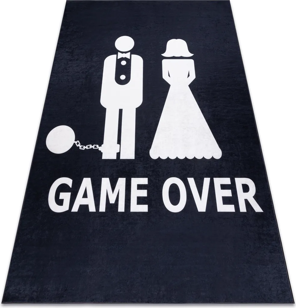 Tapis de décoration pour EVJF et mariage Game Over noir 80x150