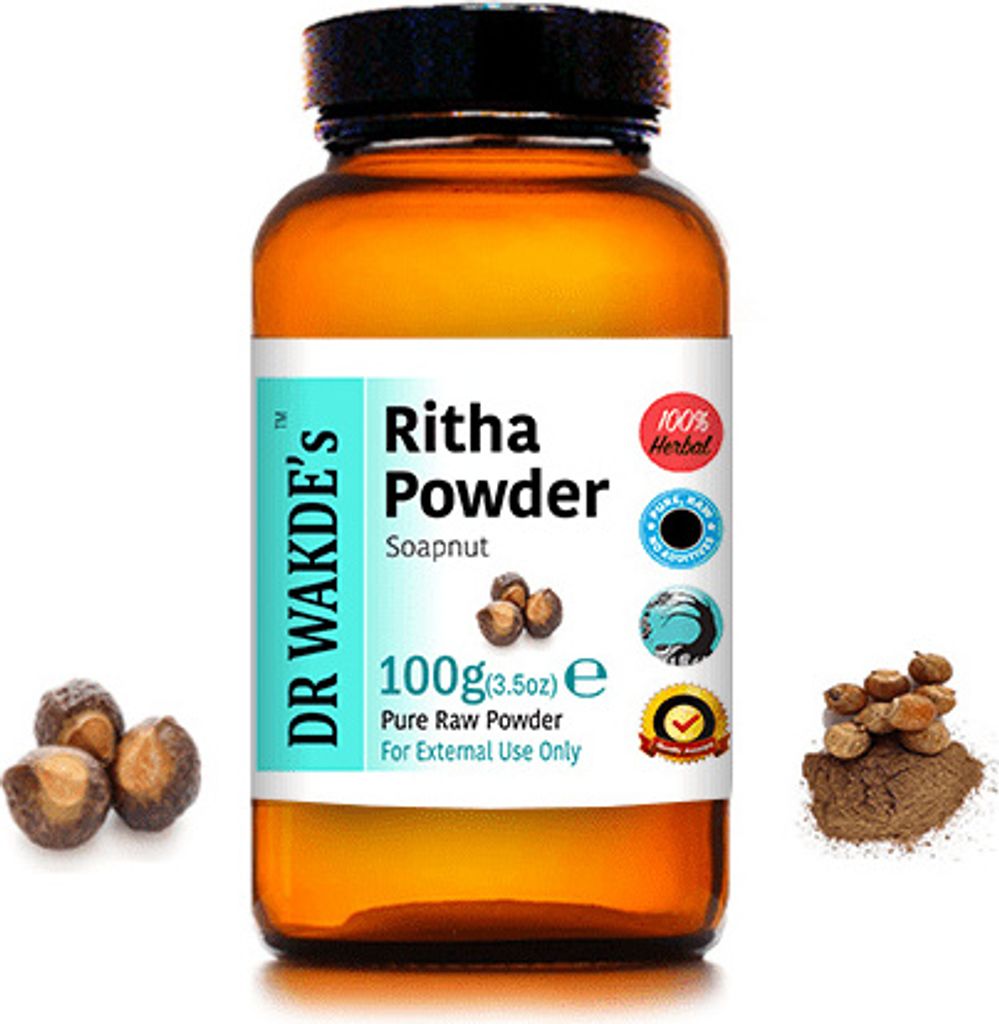 DR WAKDE'S Ritha Pulver (indische Waschnuss | Sapindus trifoliatus) - 100 g (3,5 Unzen) | Rein, Raw & Getrocknetes Pulver | Ayurveda-Kräuter | Veg...