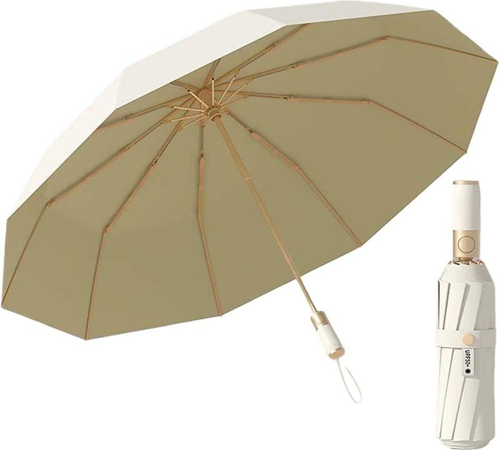 INF Automatischer Faltbarer Regenschirm mit Farbleim - UV Schutz & Windfest