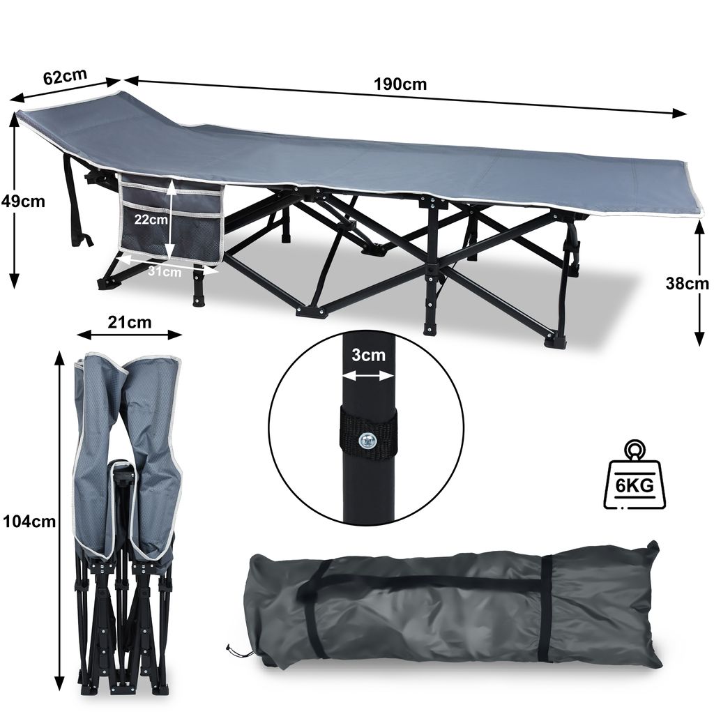 LARS360 190 x 62 x 38 cm Lit de camp Lit de camping pliable Image du produit 