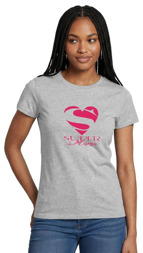 Spreadshirt Supermama Herz Logo Frauen T-Shirt, XL, Grau meliert