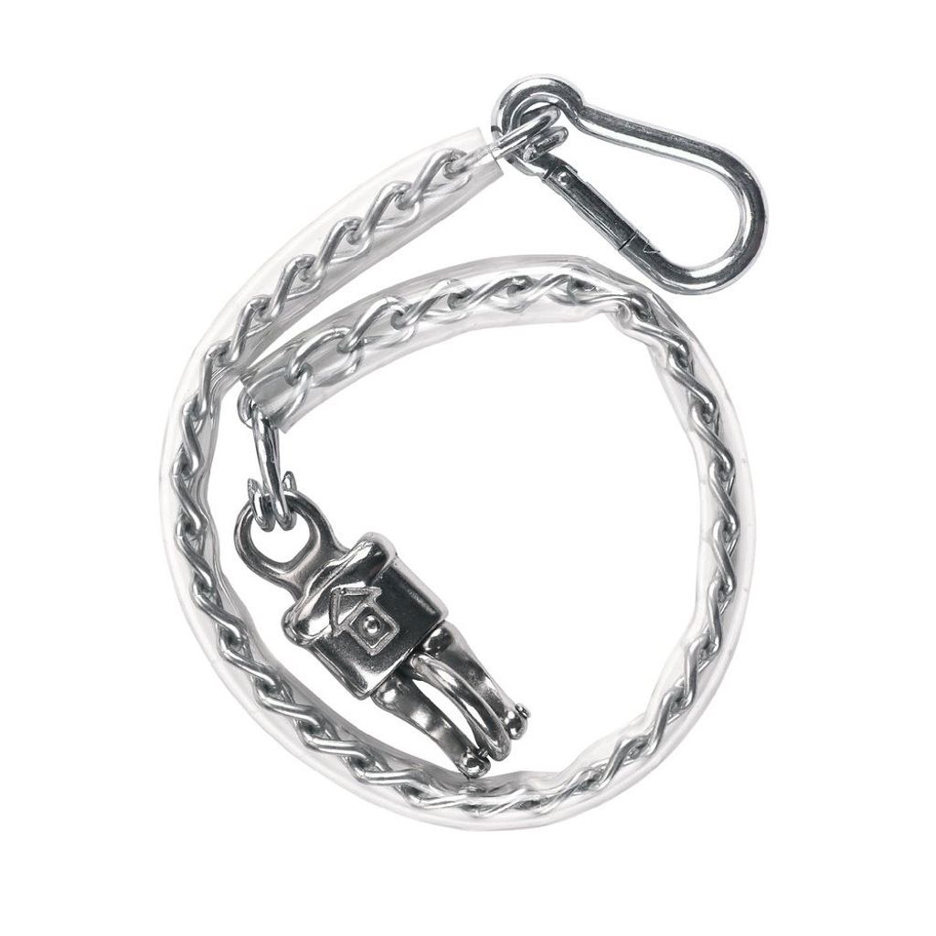 Kerbl Anbindekette (50cm Kunststoffüberzug/Panikhaken u.Karabiner) silber 321414