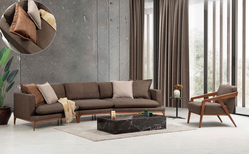 Sofagarnitur Ecksofa Sessel Sofa Eck Sofas Sitz Luxus Sitzer Garnitur Stoff Neu