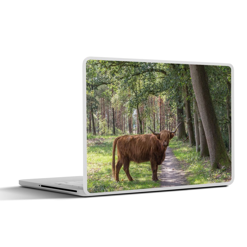 MuchoWow Laptop Aufkleber Sticker Cover Schottischer Highlander - Kröte - Baum 30x22 cm - Laptop-Sticker
