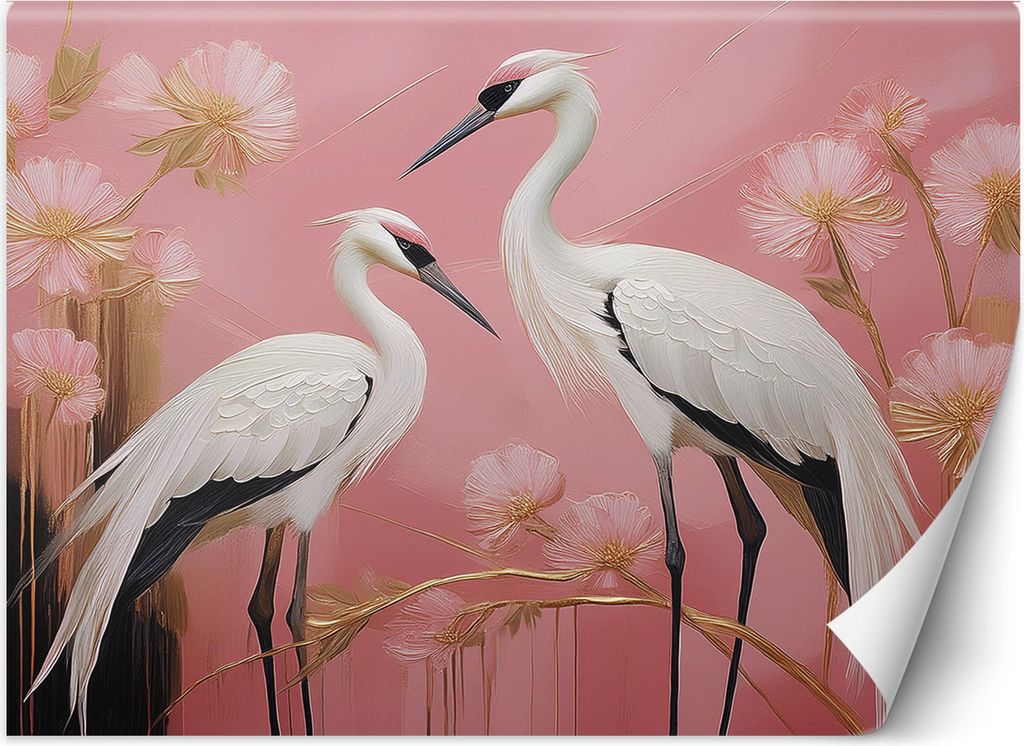Vlies fototapete Vögel Kraniche Rosa 300x210 cm Feeby Rosa inkl. Kleber einfache Montage