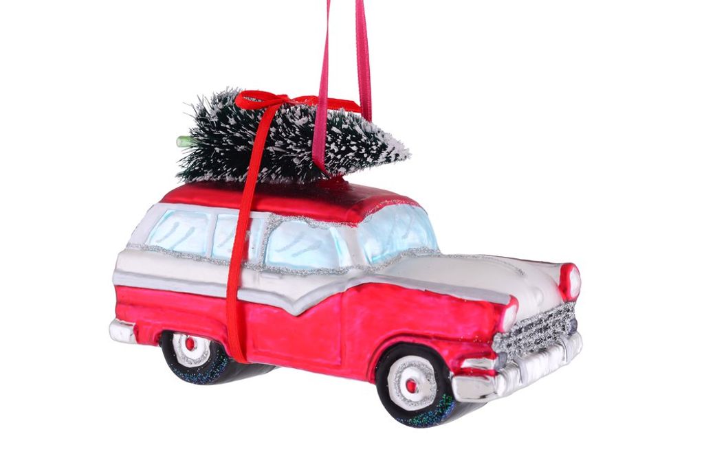 Gift-Company Christbaum-Hänger Auto + Weihnachtsbaum rot-weiß