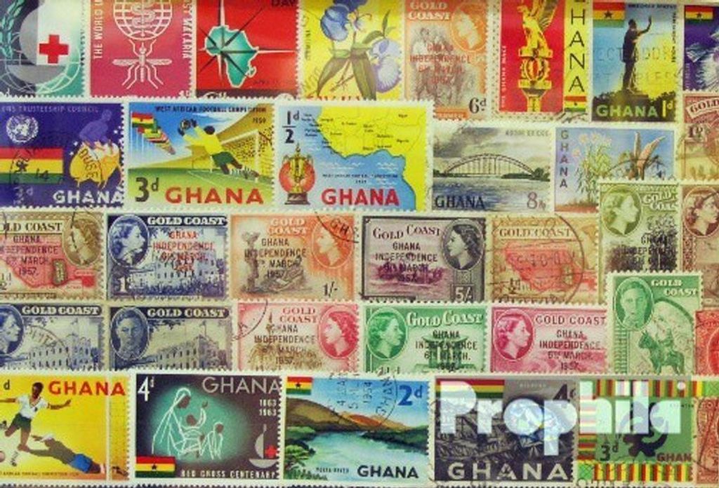 Briefmarken Ghana 50 verschiedene Marken