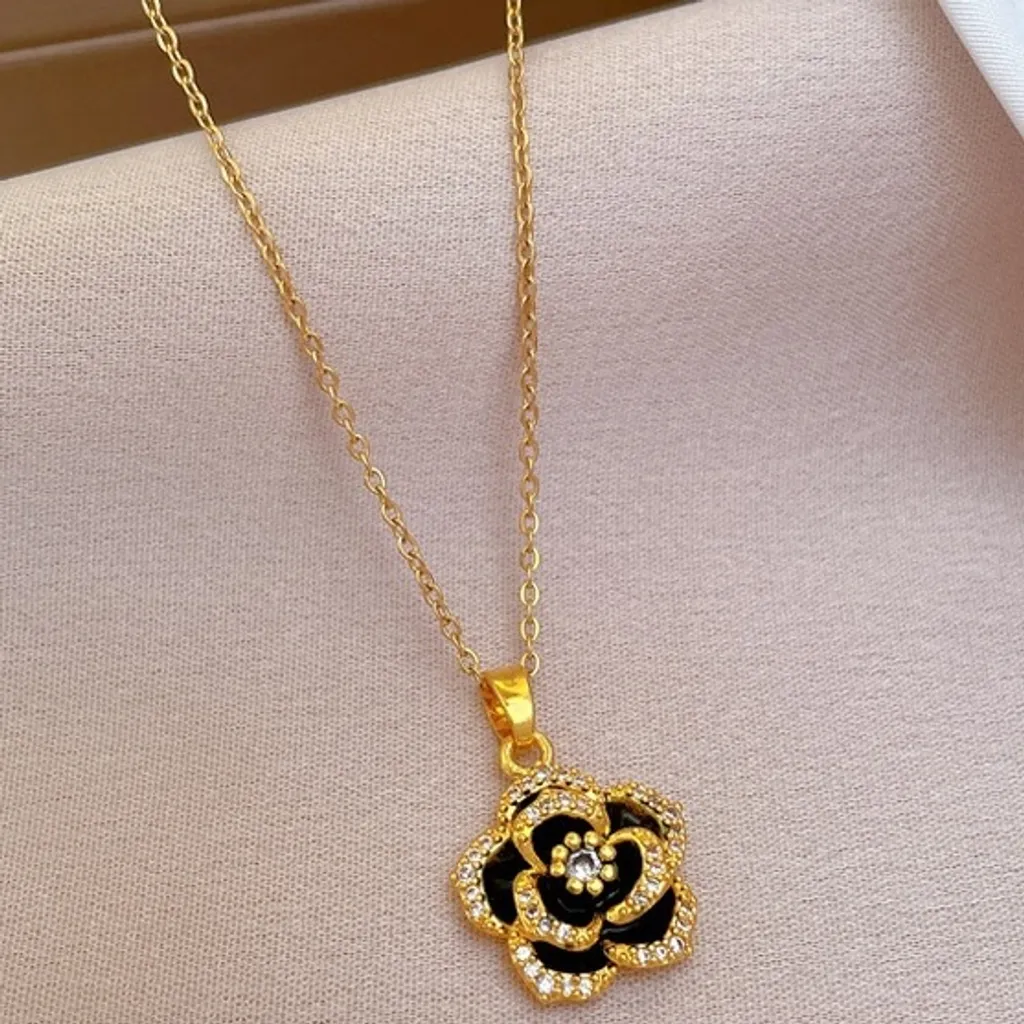 Collana Street Style Iniziale A Oro e Nero KP21718 - Gioiello Trendy - 3