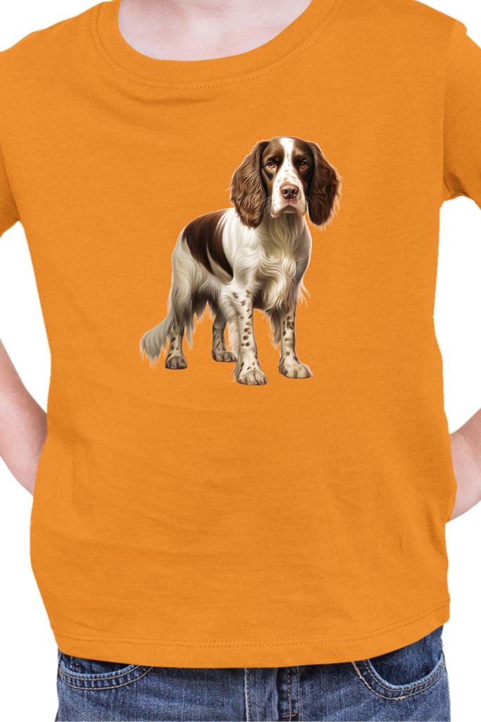 Kinder T-Shirt Dogs Breeds English Springer Spaniel Dog Breed 005, 9-11 Jahr - 140 / Orange
