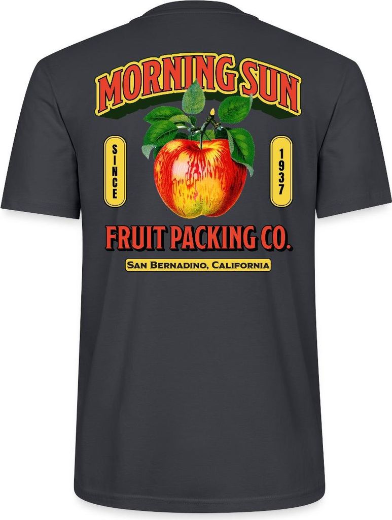 Spreadshirt Retro Apfel Print Uni Bio T-Shirt, XXL, Dunkles Graublau
