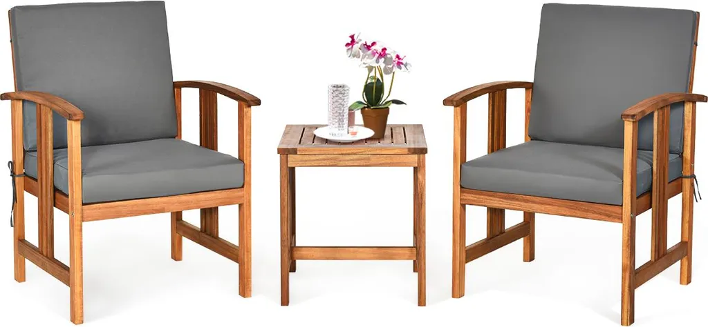 Salon de Balcon Confortable : Fini les Chaises Dures avec ce Set en Acacia