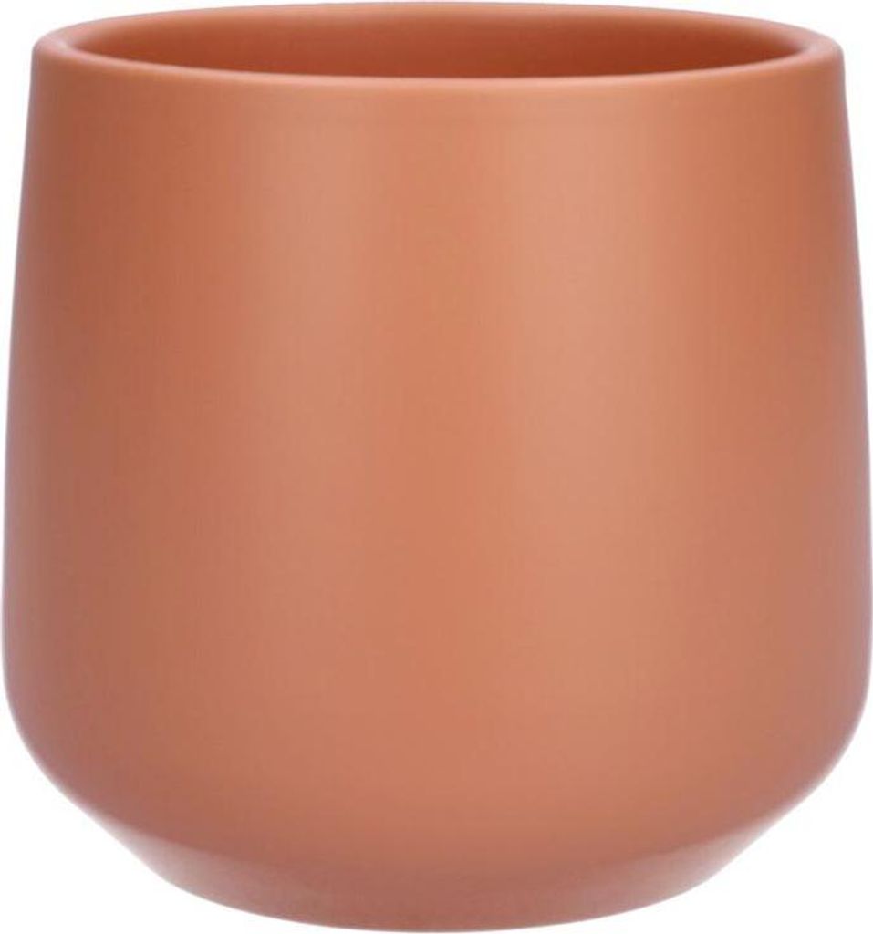 INNA-Glas Übertopf ZIOKA aus Keramik, matt-Terracotta, 15,8 cm, Ø 18 cm - Deko Keramiktopf klein