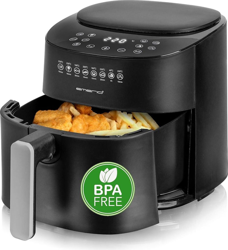 Heißluftfritteuse, TOP AirFryer, Frittieren ohne zusätzliches Öl, 4.5 Liter Volumen, 8 Automatik Programme, Cool Touch, BPA frei, schnelle Aufhe...