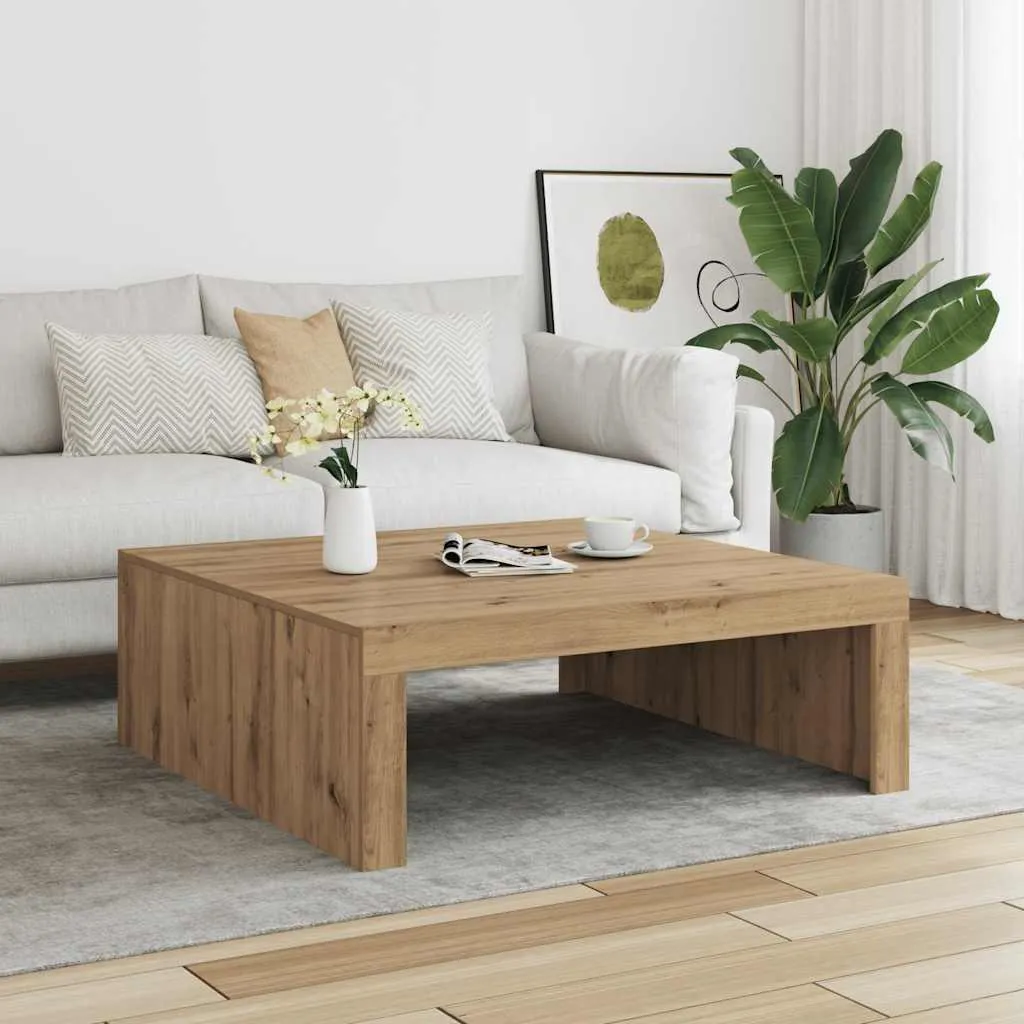 Table basse bois composite robuste effet chêne pour décoration épurée