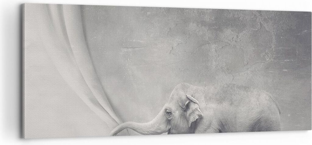 Bild auf Leinwand - Leinwandbild - Elefant Vorhang Abstraktion Phantasie - 100x40cm - Wand Bild - Wanddeko - Leinwanddruck - Bilder - Kunstdruck - ...