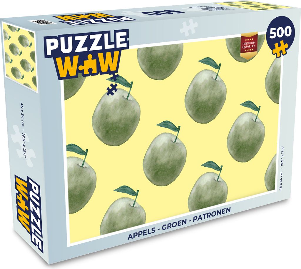 MuchoWow Puzzle 500 Teile Äpfel - Grün - Muster - 500 Teile - Kinder - Selberbauen - Puzzlespiele