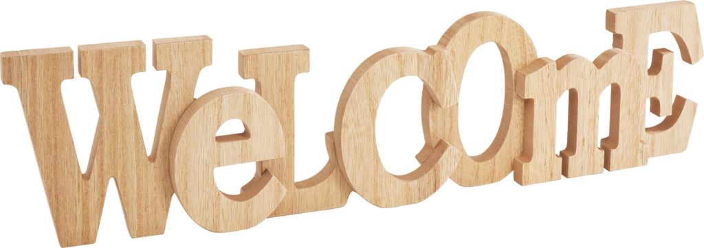 VBS Holzschrift Welcome 47x12x2.5 cm Dekoration Schriftzug Holzdeko