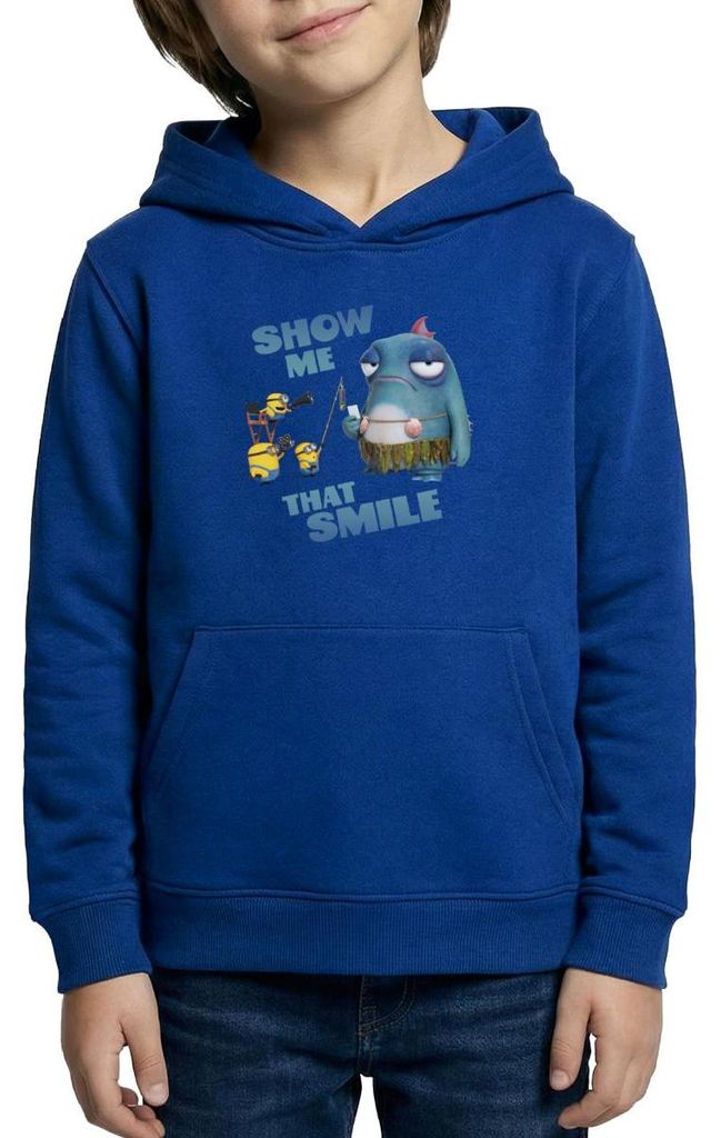 Spreadshirt Minions Show Me That Smile Phillip Kinder Hoodie, M (7/8 Jahre), Royalblau