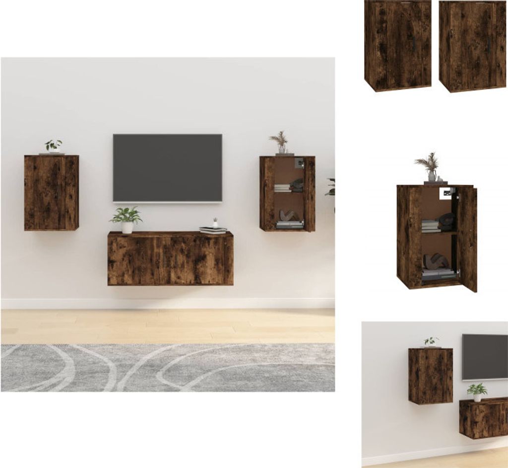 vidaXL TV-Wandschränke 2 Stk. Räuchereiche 40x34,5x60 cm - TV-Möbel