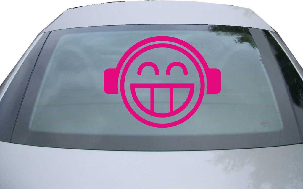 Indigos UG - Aufkleber Heckscheibe & Motorklappe DE2080 - pink - 600x471 mm - Smilie Smily - Auto Scheiben Fenster Heckklappe Tuning Racing JDM - D...