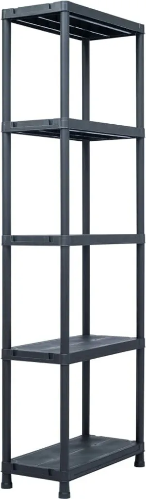 Scaffale in Resina Nero 125kg: 5 Ripiani per Cantina e Casa