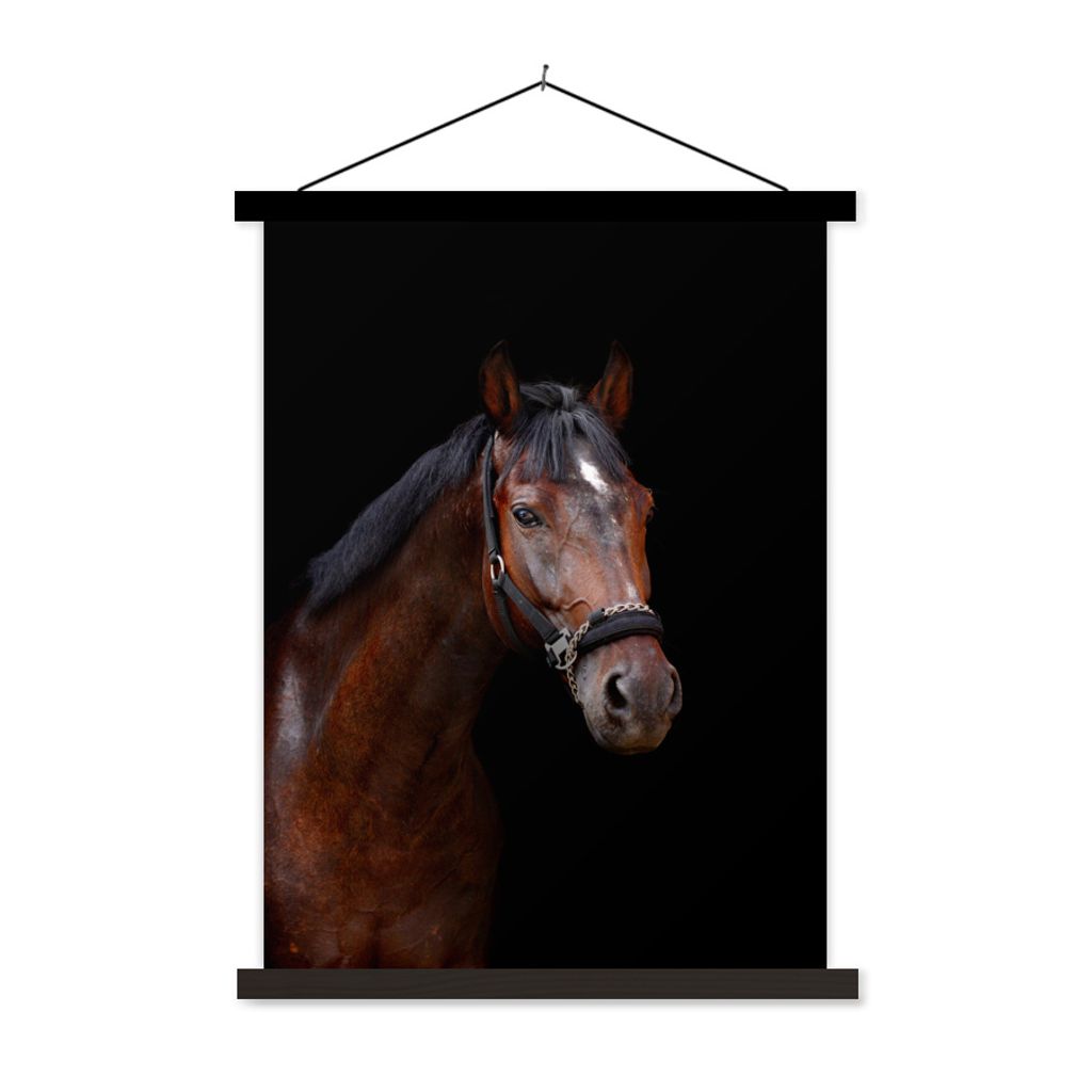 MuchoWow Textilposter Pferd - Tiere - Braun 90x120 cm mit schwarzem Rahmen - Dekoration