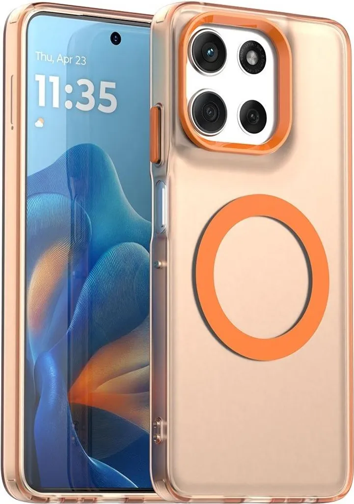 Custodia Phonesta HardFrost Moto G56 MagSafe - Arancione Matte