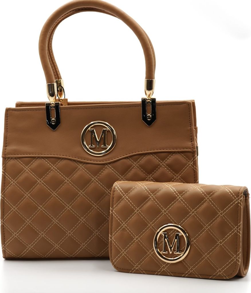 Damenhandtasche mit zusätzlicher Clutches verschiedene Farben 90060 - Braun Farbe: Braun
