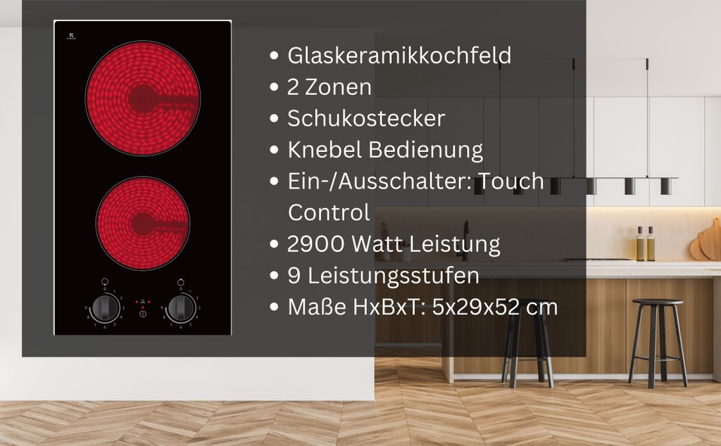 PKM Glaskeramik-Doppelkochplatte Kochfeld EB-GK2KG Produktbild 3