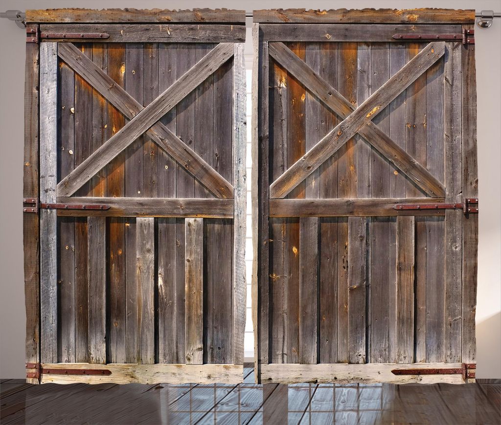 ABAKUHAUS Rustikal Rustikaler Vorhang, Alte hölzerne Lager, Wohnzimmer Universalband Gardinen mit Schlaufen und Haken, 280 x 175 cm, Braun