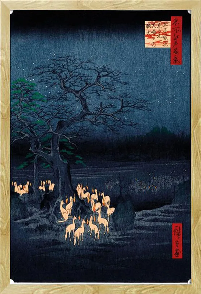 Cornice Shinsuke Faggio con Poster Hiroshige Foxfire - Arredo Zen Online